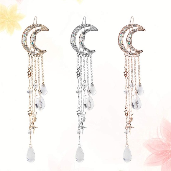 Moon stars crystals hair clips gold silver rose - Picture 8 of 16